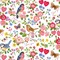 Be Mine Birds Butterflies Flowers Hearts Cotton Fabric by Henry Glass Fabrics